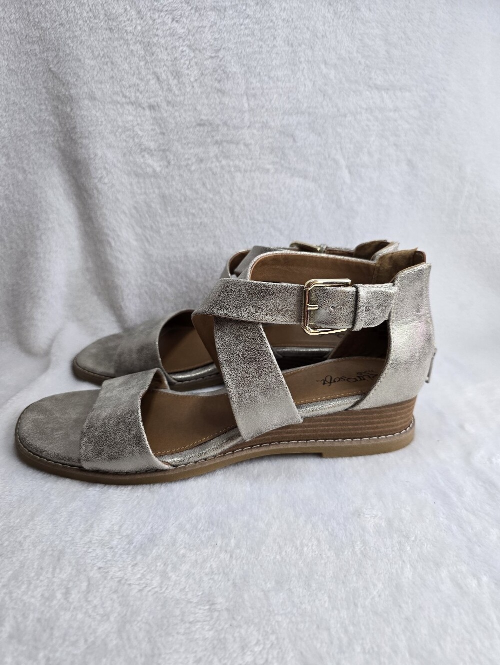 Eurosoft Maxi Wedge Sandals I Silver Womens Size 11 New W/O Tags - Picture 4 of 9